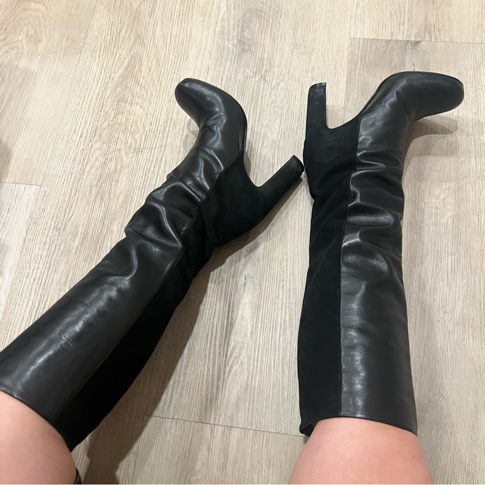Max & Co. Knee High Black Suede & Leather Boots